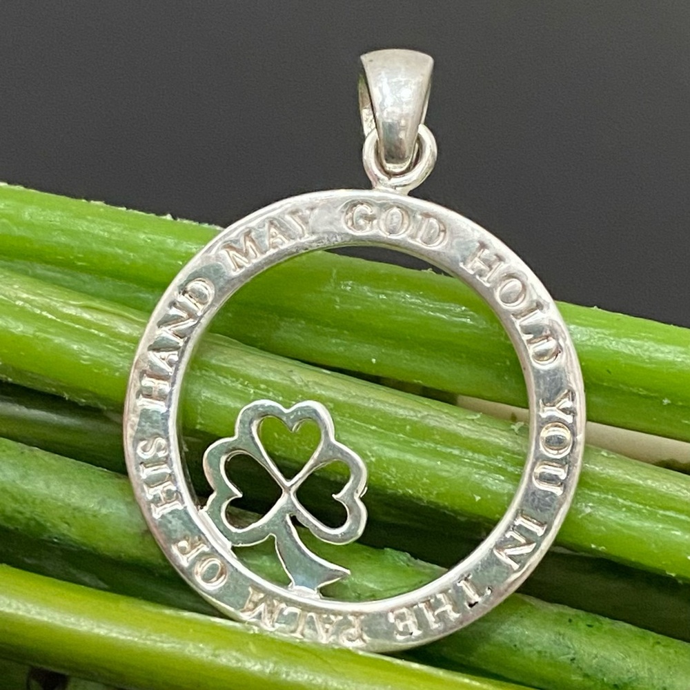 925 LA Sterling Silver Openwork Four Leaf Clover God Inspirational Pendant 5g